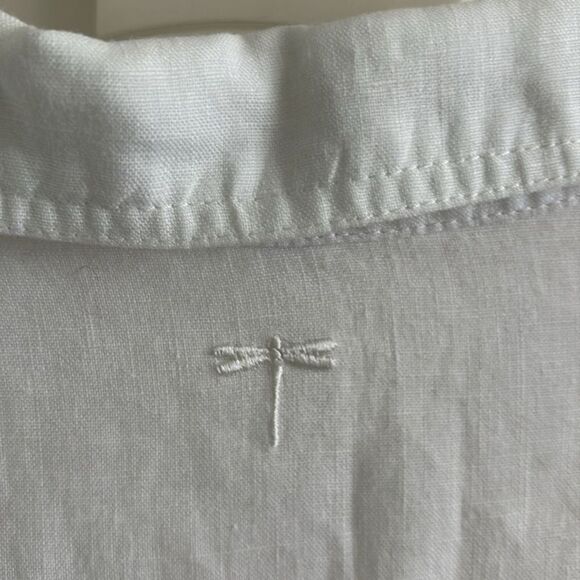 EUC Tyler Boe white 100% Linen Tunic Roll Tab Sleeve Sz 4 small - Picture 7 of 11